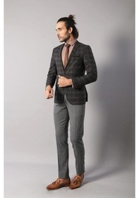 Resim Wessi Ekose Desenli Yün Slimfit Ceket Siyah 