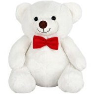 Resim Papyonlu Beyaz Ayıcık 35 Cm 