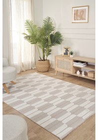 Resim Kaşmir Halı İskandinav Otto Beige 160x230 Cm Salon Mutfak Halısı Yolluk Bej 