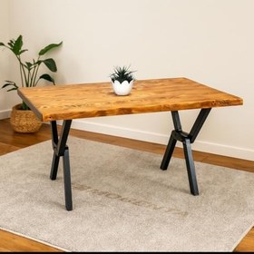 Resim Doğal Ağaç Masif Hibrit Kütük Masa ve Sehpa 60 cm x 90 cm 
