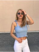 Resim moda sokağı Bebek Mavisi Omuz Bağlamalı Bluz MS-630 