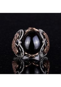 Resim Gerçek Doğal Granat Taşlı Yüzük, 925 Ayar Gümüş Yüzük Gümüş 