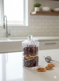 Resim Morponi 3'lü Borosilikat Cam Optik Çizgili Papatya Kavanoz 350 Ml Şeffaf 