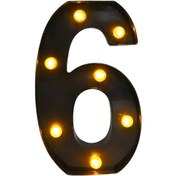 Resim Suntek Sayı İşareti Işığı Sıcak Beyaz Marquee Düğün 6 5.16x8.58x1.57 İnç 