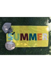 Resim Kadife Tropik Desenli 90x180 Cm Outlet Plaj Havlusu Baveno Sarı 