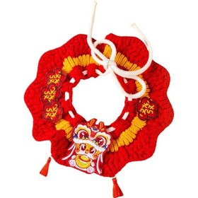 Resim Homyl Örgü Kedi Tasması El Yapımı Dekor Evcil Hayvanlar Kırmızı 