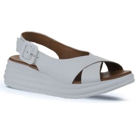 Resim Bueno Shoes Beyaz Deri Kadın Dolgu Topuklu Sandalet 01WY5701 01WY5701 