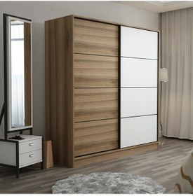 Resim Minarmobilya Minar Kale 2 Kapaklı Sürgülü Dolap 180 Cm - Dore/Beyaz (541417087) 