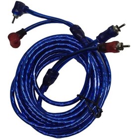 Resim 5 Metre 2 Rca To 2 Rca Oto Amfi Kablosu - Şeffaf Mavi Ses Aktarım Kablosu - Kırmızı Mavi Tos Fiş 