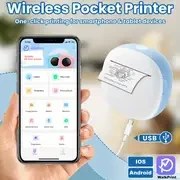 Resim Kablosuz Mini Cep Yazıcısı - Taşınabilir, Kablosuz, Mürekkepsiz Baskı iPhone, iPad, Android, DIY için - 1 Rulo Sticker Kağıdı Dahil, Fotoğraflar, Metin ve Ev Küçük Etiketler için İdeal - USB Şarj Edilebilir, Taşınabilir Bağlantı, Mürekkep Tipi: Mürekkepsiz, Baskı Teknolojisi: Kablosuz, Yazıcı Sahne: DIY, Genel Amaç: DIY, Kablosuz Teknoloji: Kablosuz 