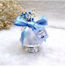 Resim Çiçeçkli Fanus Mavi Erkek Bebek Şekeri(30 Adet) 