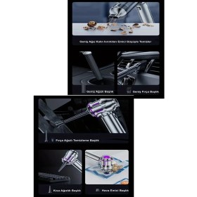 Resim Dybox 22500PA 130W 7800 Bataryalı Güçlü Portatif Vakumlu Kablosuz Üflemeli Mini Araç Süpürgesi 