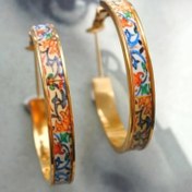 Resim El Yapımı Antika Porselen Renkli Boyalı Küpeler - Vintage Bohem Tarzı KC Altın Kaplama Çiçek Desenleri, Kadınlar için Karmaşık El Sanatçısı Tasarımı, Anneler Günü Hediyesi ve Yıl Boyu Şık Aksesuarlar, Özel Durum Takıları | Porselen Emaye Mücevher 