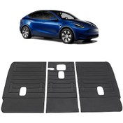 Resim Tesla Model Y Arka Koltuk Kauçuk Paspası Seti , Kabartma Desenli, Siyah Renk 