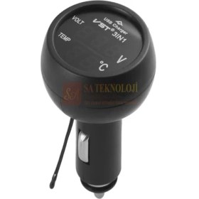 Resim Sateknoloji Araç Voltmetre Termometre USB 3in1(Mavi Kırmızı) 