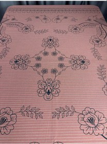 Resim Çiçek Desenli Şık Kare Masa Örtüsü 150 X 150 Cm Kiremit 