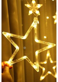 Resim Dekoratif Yıldızlı Perde Fişli Led Işık Saçak Animasyonlu Ekleneb 