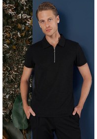 Resim Ts 871 Slim Fit Siyah Spor T-shirt Siyah 