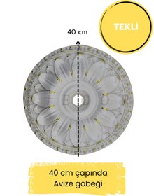 Resim DİECOR Dekoratif Polimer Sarı Beyaz 40 cm Avize Göbeği 