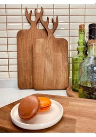 Resim Geyik Figürlü Kesme Tahtası İkili Set Ahşap 