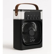 Resim Vantilatör - Siyah - 7 Renk LED Işıklı Mini Hava Soğutucu, Buharlı Nemlendirici, Parfüm Hazneli, Zaman Ayarlı, Taşınabilir USB Fan (Ev & Ofis Için) 