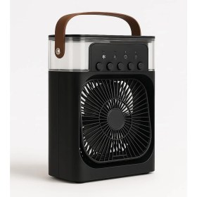 Resim Vantilatör - Siyah - 7 Renk LED Işıklı Mini Hava Soğutucu, Buharlı Nemlendirici, Parfüm Hazneli, Zaman Ayarlı, Taşınabilir USB Fan (Ev & Ofis Için) 