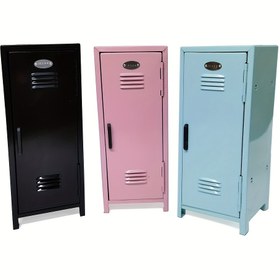 Resim 1 Adet Sağlam Mini Metal Dolap - Kilitli Kasa, Nakit, İnce Eşyalar ve Anahtarlar İçin Güvenli Çelik Kabinet - Ev, Ofis Yurt İçin Kompakt Kapalı Depolama Ünitesi (Kapı Renk Seçenekleri: Siyah/Pembe) 