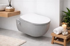 Resim Modern Tasarım Rim-Off Asma Klozet Kapağı + Yavaş Kapanır Kapak 
