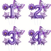 Resim 6 Adet Mor Kelebek Çiçek Numara Balon Kurdeleleri - 1-4 Rakam Yıldız & Çiçekli Dekorasyonlar Doğum Günü, Yıl Dönümü, Festival Partileri İçin - Elektriksiz İç/Dış Mekan Fotoğraf Fonu Malzemeleri, Kelebek Parti Süslemeleri, Kolay Kurulumlu Tasarım, Yeniden Kullanılabilir, Yıl Dönümü Kutlaması, Şenlikli Dekor, Ev Dekoru 