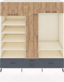 Resim Kronos Dolap 18 Raflı 4 Çekmeceli Tek Askılı 220x59x243 Aytaşı-çam/antrasit Atlas Çam/antrasıt 