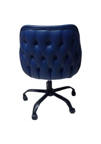Resim Kapitone Desenli Büro Sandalyesi Mavi Renk Suni Deri 