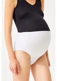 Resim Cottonhill Beyaz Pamuklu Yüksek Bel Hamile Bikini Külot Beyaz 