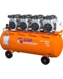 Resim GAP Kompresör Hava Kompresörü Sessiz ve Yağsız 200LT GPS-1100X4 