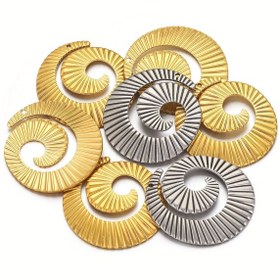 Resim 5 adet Paslanmaz Çelik 18K Altın Kaplama Spiral Çizgili Büyük Kolye DIY Takı Yapımı Aksesuarları Boyunluklar, Bilezikler, Kolyeler, Küpeler için kullanılabilir 