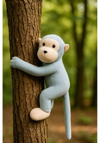 Resim Elleri Yapışan Oyun Ve Uyku Arkadaşı Peluş Maymun Oyuncak Sarılan Maymun Açık Mavi Açık Mavi 