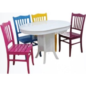 Resim Masa OVAL BABA KUTU ayak Kayın Torna çıtalı Sandalye 4Parlak renk Açılır masa El Yapım 