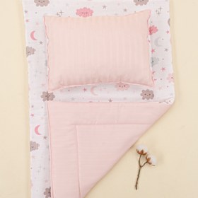 Resim Alt Açma Matı ve Yastık - Çift Taraflı - Pembe Saten - Pembe Bulut 