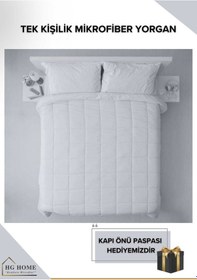 Resim Tek Kişilik Pamuklu Microfiber Yorgan Beyaz 