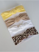 Resim swan butik Kız Çocuk Bebek Bandana Toka Seti Saç Bandı 4'lü, Beyaz Benekli, Pembe, Bej Mürdüm 