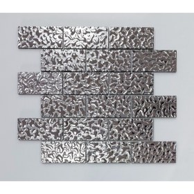 Resim MozaiKristaL Mutfak Tezgah Arası 48x98x6 Mm Gümüş Inox Kristal Mozaik ( 1 M2 Fiyatıdır ) 