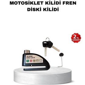 Resim 110 Db Alarmlı Disk Fren Kilidi Su Geçirmez Çelik Gövde Motosiklet Güvenlik 