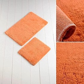 Resim Buffer Banyo paspası seti, 2 parça, dekoratif banyo halısı, el yapımı, %100 akrilik, makinede yıkanabilir, kaymaz alt yüzey, emici, uzun ömürlü ve şık, turuncu, 60 x 100 cm, 50 x 60 cm 