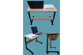 Resim Montesev Laptop Sehpası ve Çalışma Masası Yükseklik Ayarlı Tekerlekli Oval Kenar 