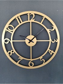 Resim Rakamlı Metal Gold - Altın Duvar Saati 1,5 Mm Kalınlık 60 X 60 Cm Altın 