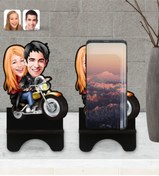 Resim Bk Gift Kişiye Özel Sevgililer Karikatürlü Ahşap Biblo Telefon Standı-17 