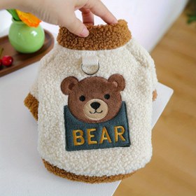 Resim 1 Adet Peluş Dış Yüzeyli ve Çıtçıtlı Kapüşonlu Kışlık Kazak - Küçük Köpekler İçin Sevimli Ayı Yüzü ve Pati Desenli, Chihuahua, Pomeranian, Shih Tzu İçin Rahat Evcil Hayvan Kazak - Kolay Giydirme ve Çıkarma, Dayanıklı Yumuşak Kumaş, Soğuk Hava ve Fotoğraf Çekimleri İçin İdeal, Sevimli Karikatür Ayı 