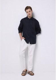 Resim Colin's Colins Regular Fit Shirt Neck Düz Erkek Lacivert Uzun Kol Gömlek Cl1074493 Q1.v1 Nav Lacivert 