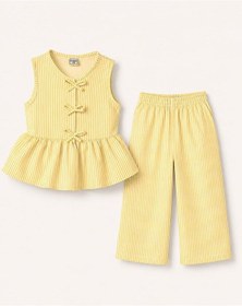 Resim My Kids Wear Kız Çocuk Bella Fiyonk Detaylı Alt Üst Takım 12801 Sarı 