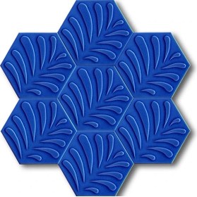 Resim Armada Çini 15x17 Cm Yaprak Kobalt Altıgen Seramik 