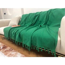 Resim Yeşil Koltuk Örtüsü Balık Sırtı Desen 180 210 Benetton Yeşil 